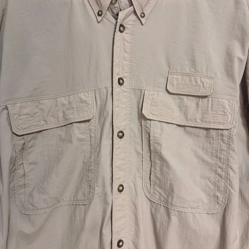 North‎ Face Hiking Shirt Men XL Tan Nylon Roll Tab Utility Gorpcore Fishing